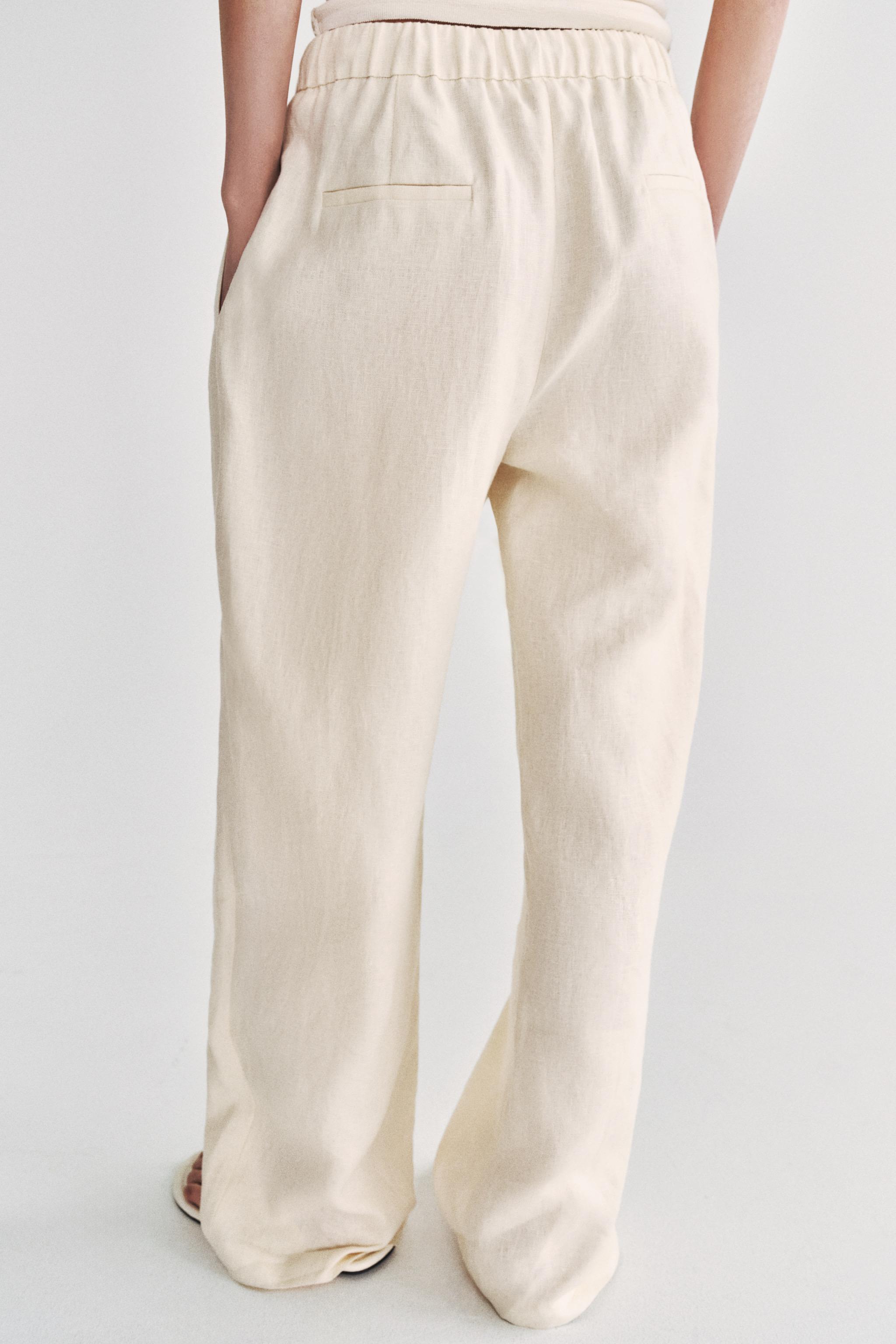 100% LINEN PLEATED PANTS ZW COLLECTION